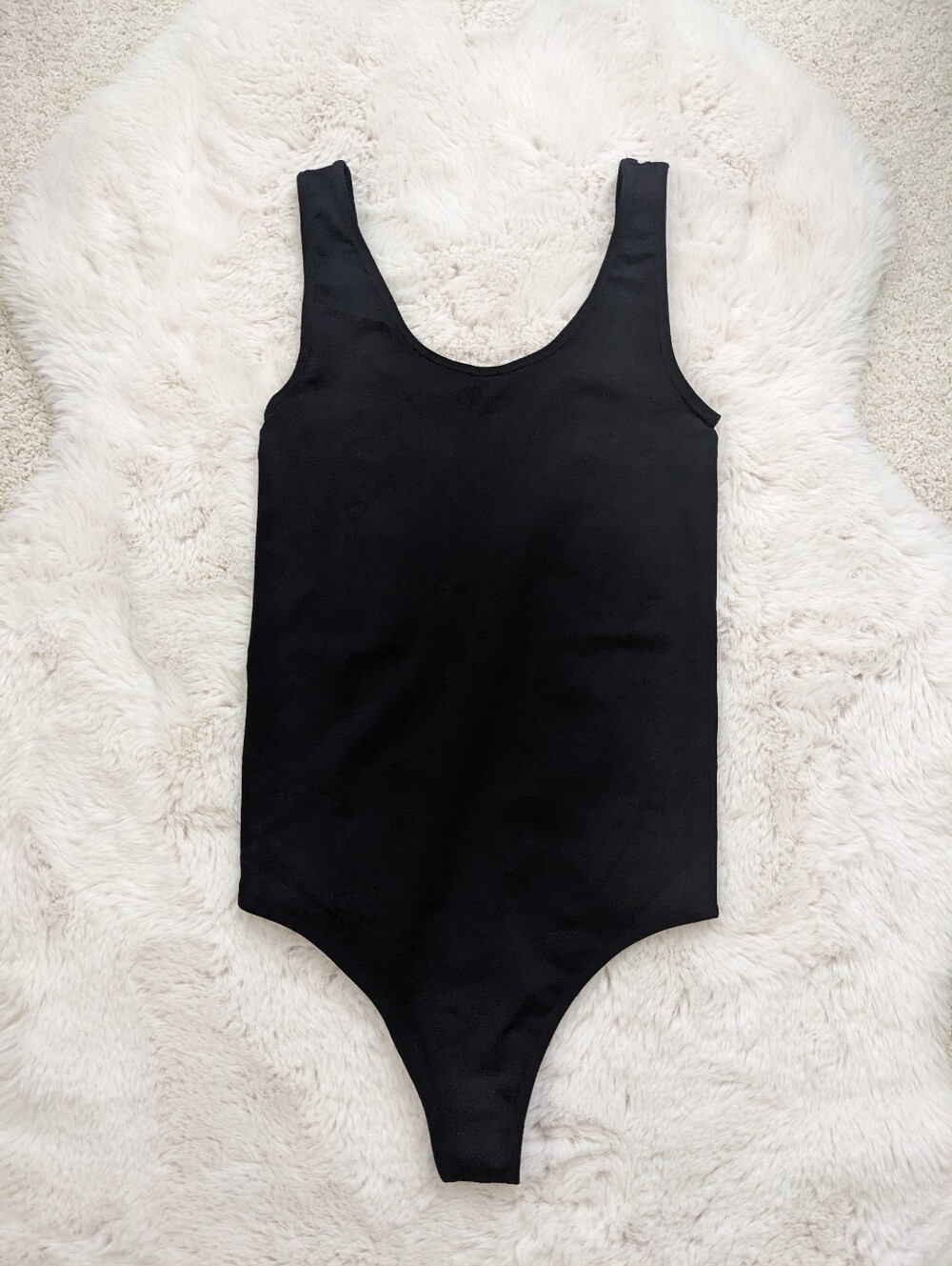 Mindd Black Sleeveless Thong Bodysuit XS Nylon Stretch Basic